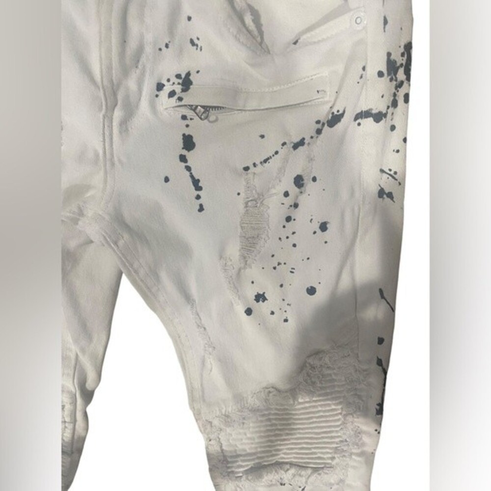 M.Society Politically Incorrect White/Black Paint Stain Skinny Jeans -size 30X30 - Picture 5 of 5